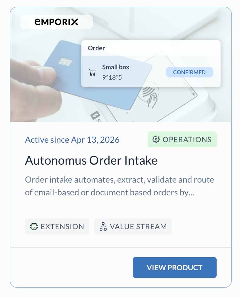 Autonomous Order Intake component in the Partner Library