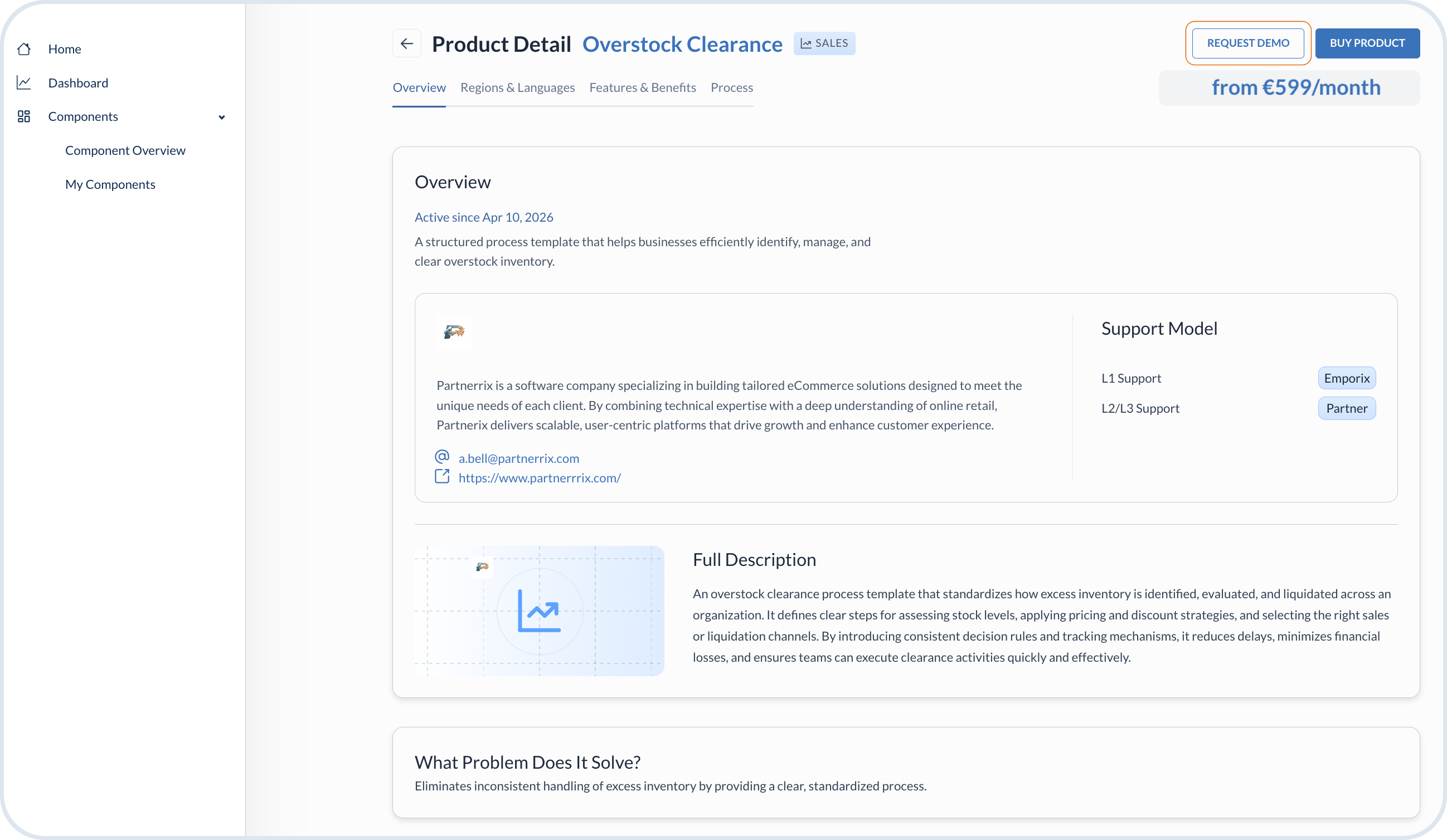Purchase component - request demo