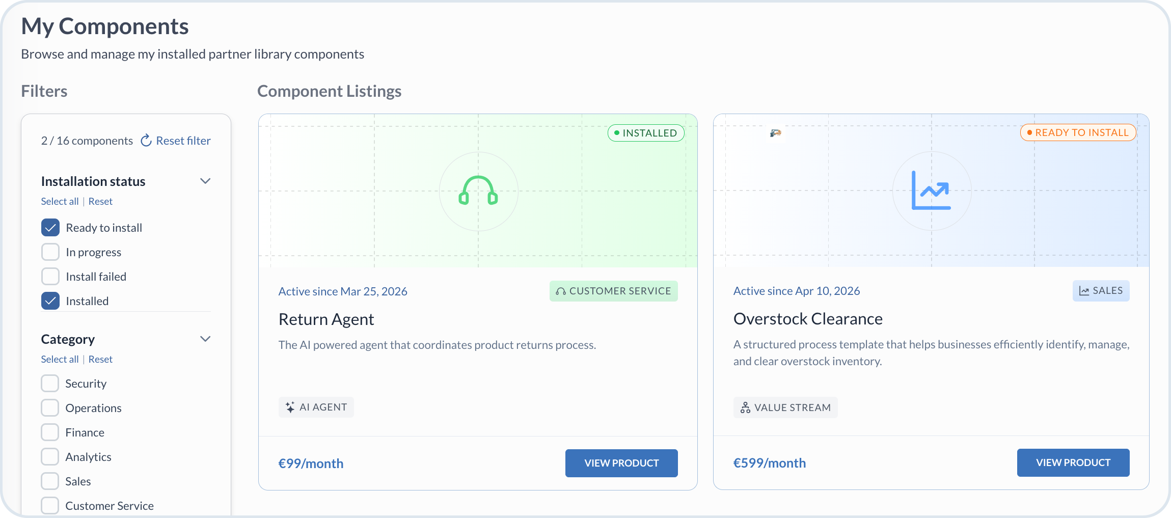 Purchase component - ready to install